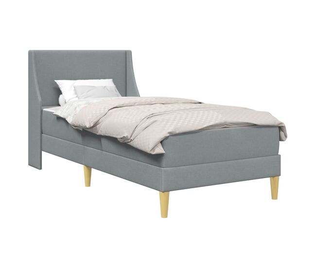 Estrutura de cama de solteiro simple com colchão cinzento-claro 90 x 200 cm tecido