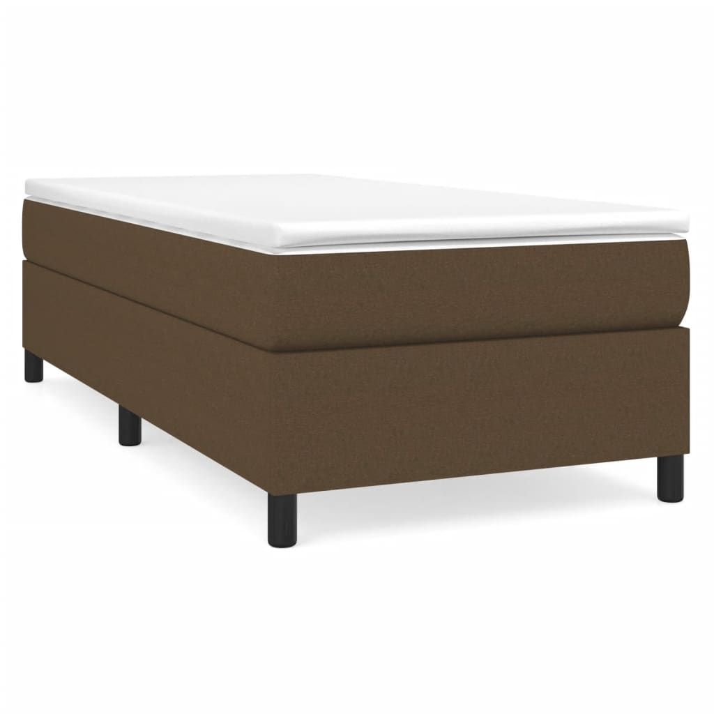 Estrutura de cama de solteiro para adultos com molas 100x200 cm tecido castanho-escuro