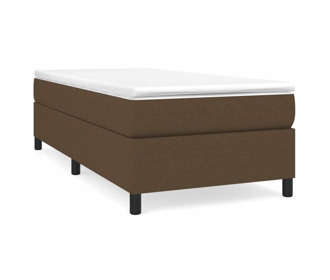 Estrutura de cama de solteiro para adultos com molas 100x200 cm tecido castanho-escuro