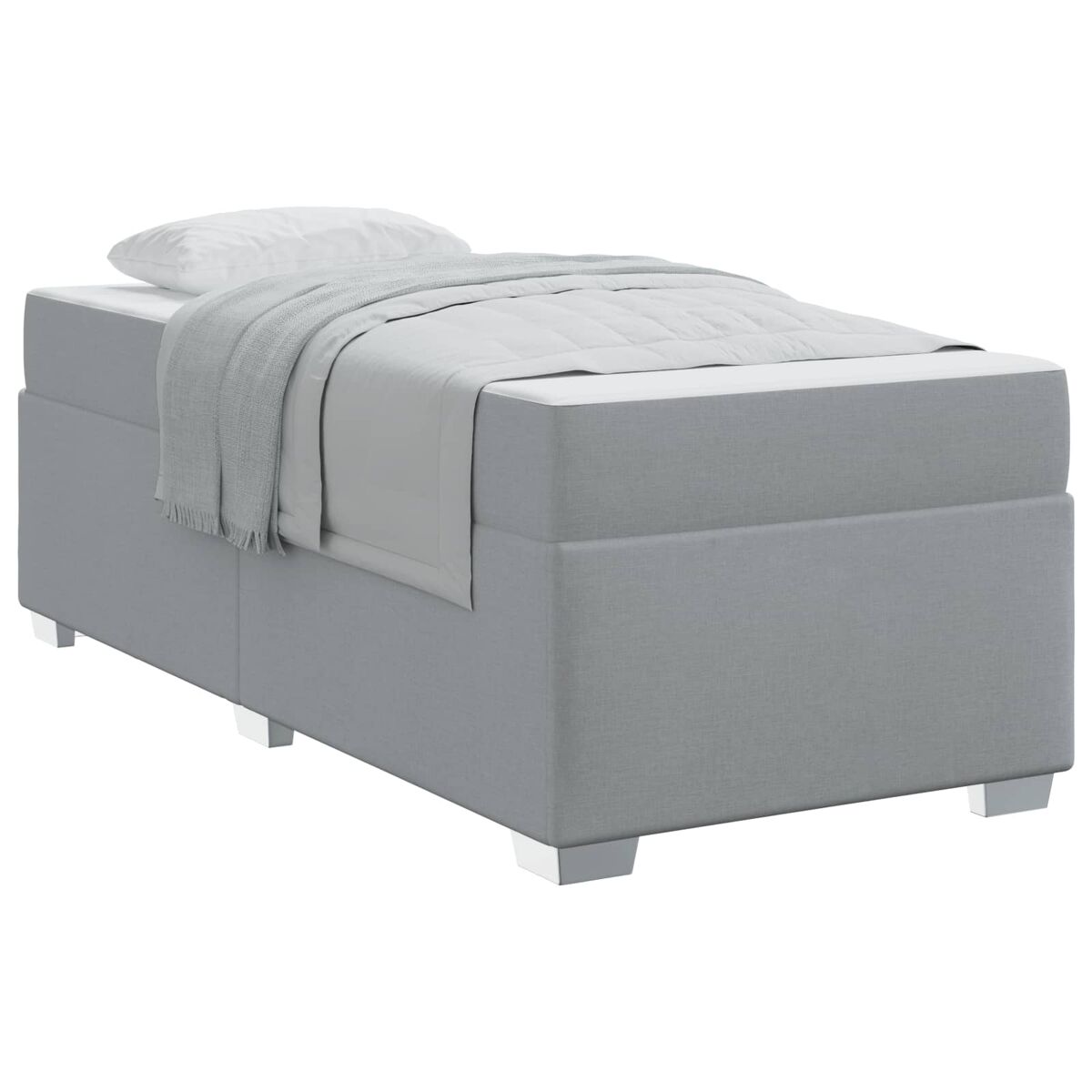 Estrutura de cama de solteiro design com colchão cinzento-claro 90 x 200 cm tecido