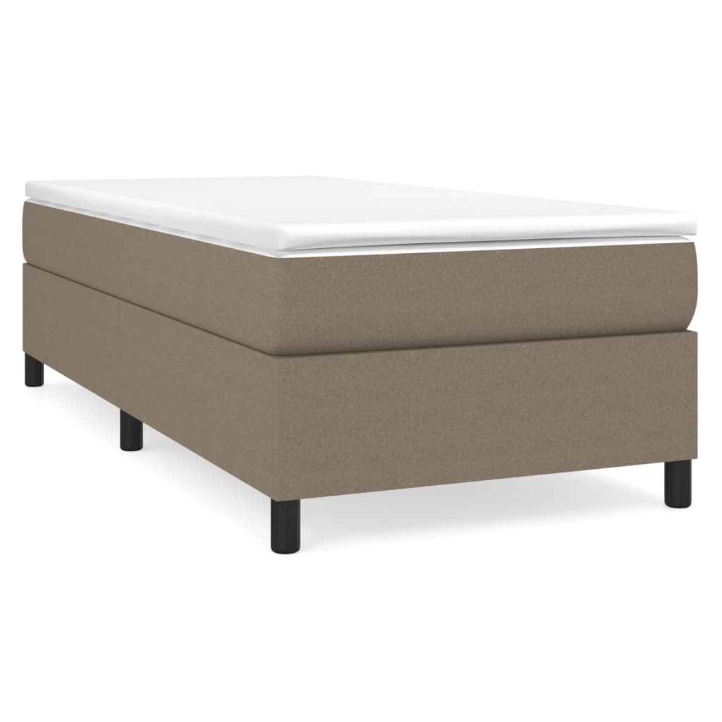Estrutura de cama de solteiro para adultos com molas 100x200 cm tecido cinza-acastanhado