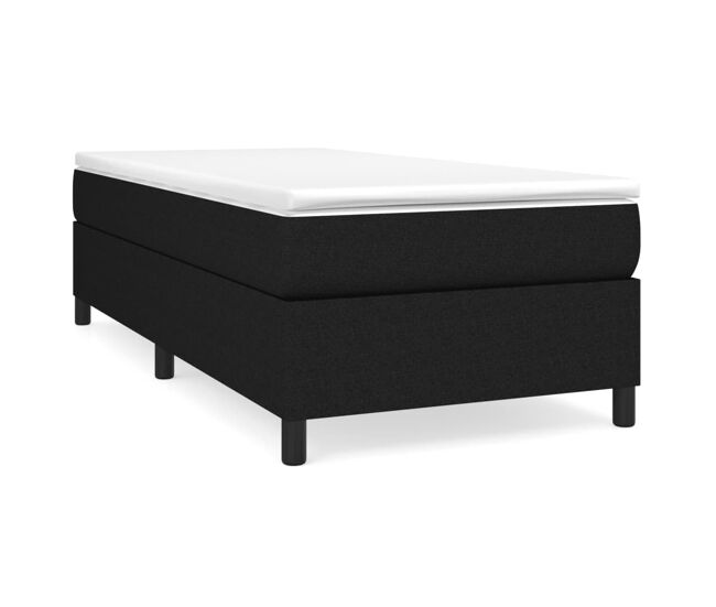 Estrutura de cama de solteiro para adultos com molas 90x190 cm tecido preto