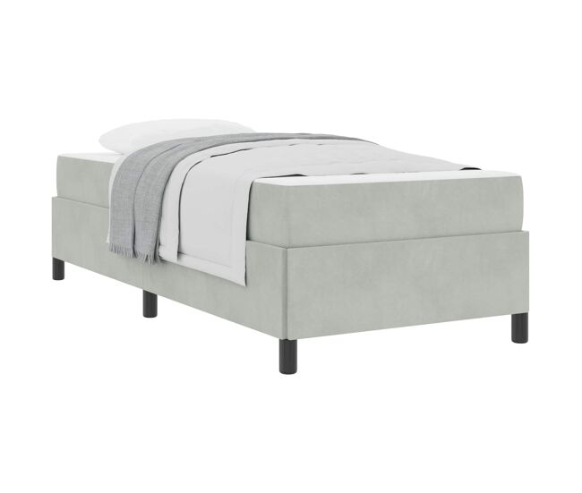 Estrutura de cama de solteiro para adultos cinzento-claro 100 x 200 cm tecido