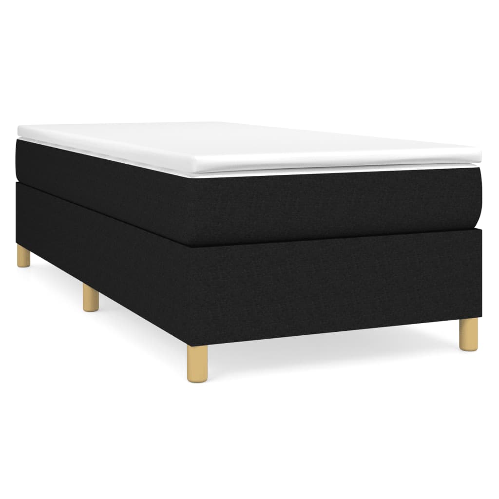 Estrutura de cama de solteiro para adultos com molas 80x200 cm tecido preto