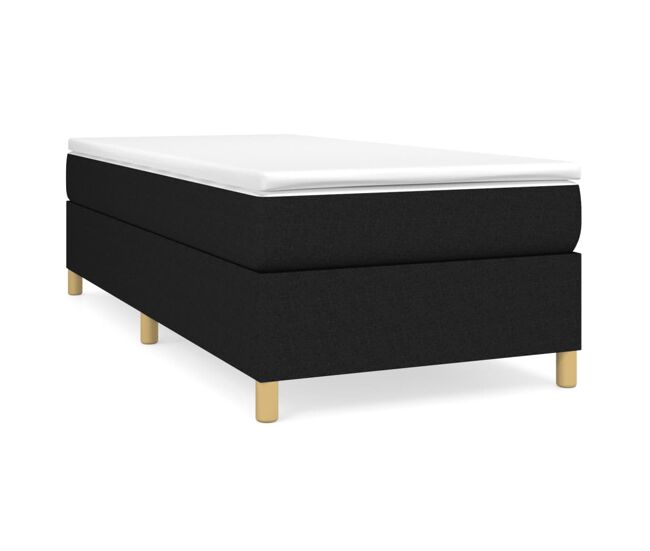 Estrutura de cama de solteiro para adultos com molas 80x200 cm tecido preto