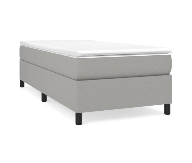 Estrutura de cama de solteiro para adultos com molas 100x200 cm tecido cinzento-claro