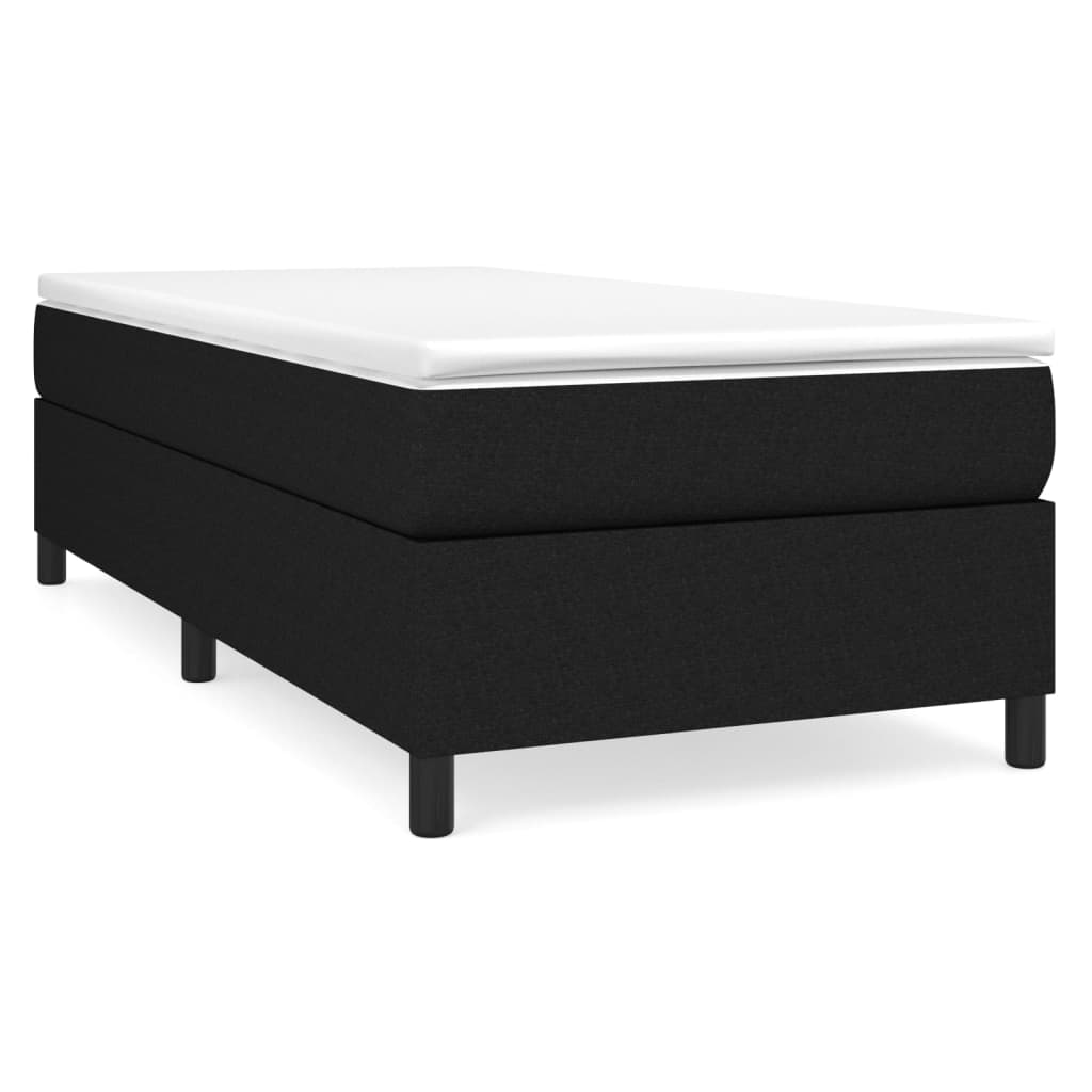 Estrutura de cama de solteiro para adultos com molas 90x200 cm tecido preto