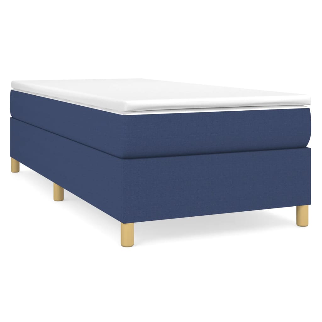 Estrutura de cama de solteiro para adultos com molas 90x200 cm tecido azul