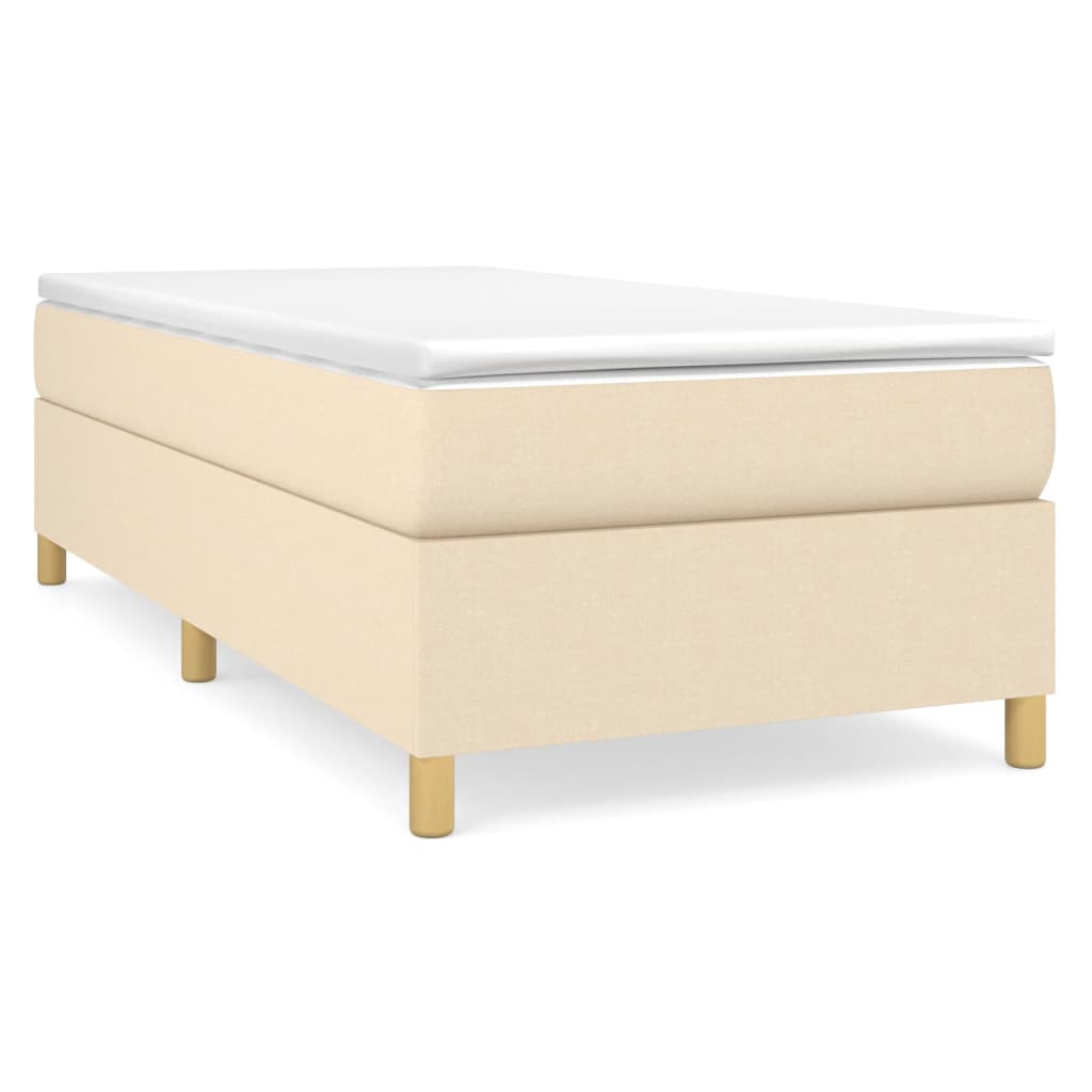 Estrutura de cama de solteiro para adultos com molas 100x200 cm tecido cor creme