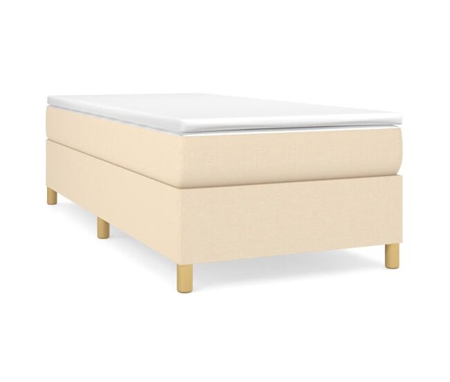 Estrutura de cama de solteiro para adultos com molas 100x200 cm tecido cor creme
