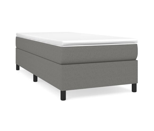 Estrutura de cama de solteiro para adultos com molas 90x200 cm tecido cinzento-escuro