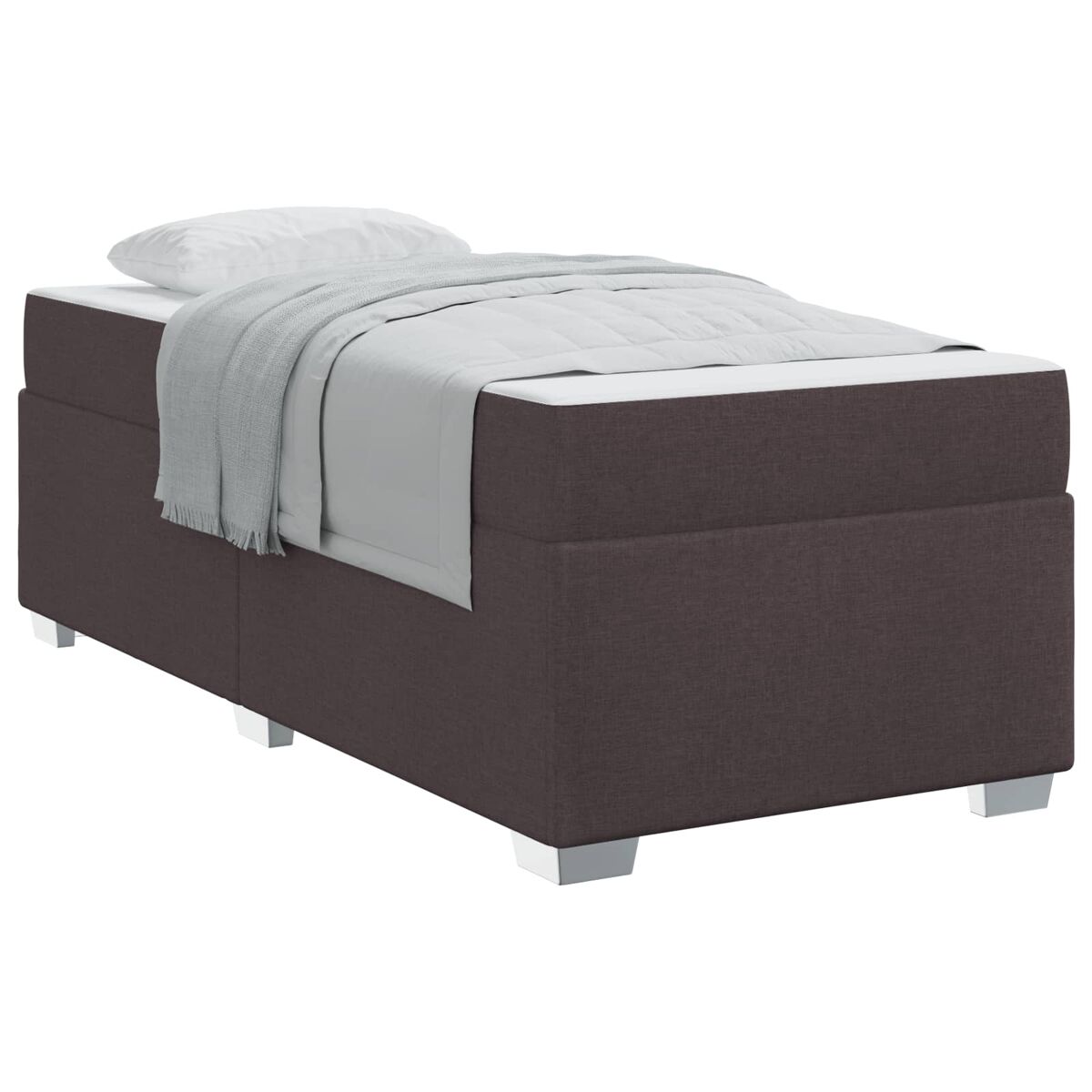 Estrutura de cama de solteiro para adultos com colchão - marrom escuro 100 x 200 cm tecido