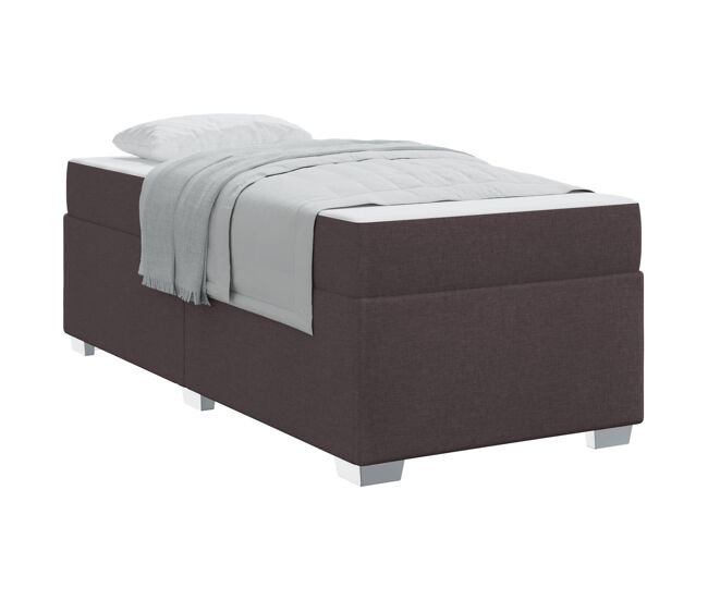 Estrutura de cama de solteiro para adultos com colchão - marrom escuro 100 x 200 cm tecido