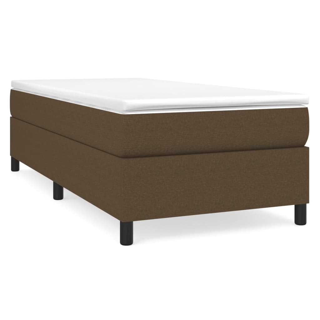 Estrutura de cama de solteiro para adultos com molas 90x190 cm tecido castanho-escuro