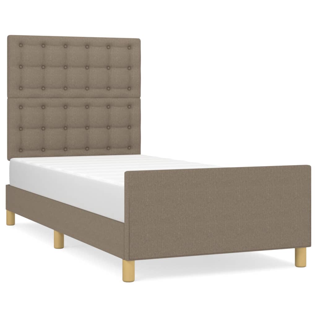 Estrutura de cama de solteiro design cabeceira 80x200 cm tecido castanho-acinzentado