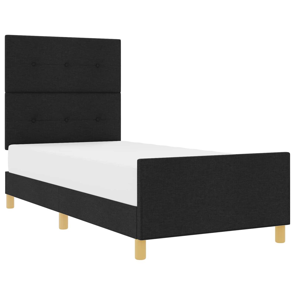 Estrutura de cama de solteiro para adultos com cabeceira preto 90 x 190 cm tecido