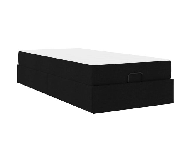 Estrutura de cama de solteiro para adultos com colchão com colchão 2 pcs preto tecido