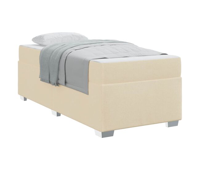Estrutura de cama de solteiro para adultos com colchão - creme 100 x 200 cm tecido