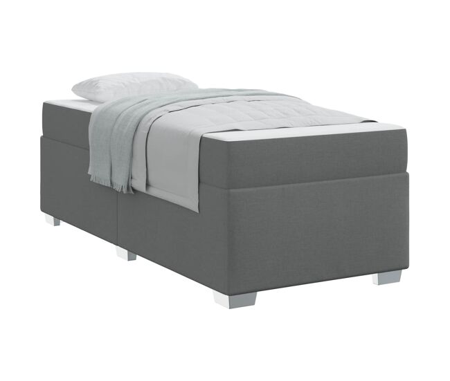 Estrutura de cama de solteiro para adultos com colchão - cinza escuro 100 x 200 cm tecido