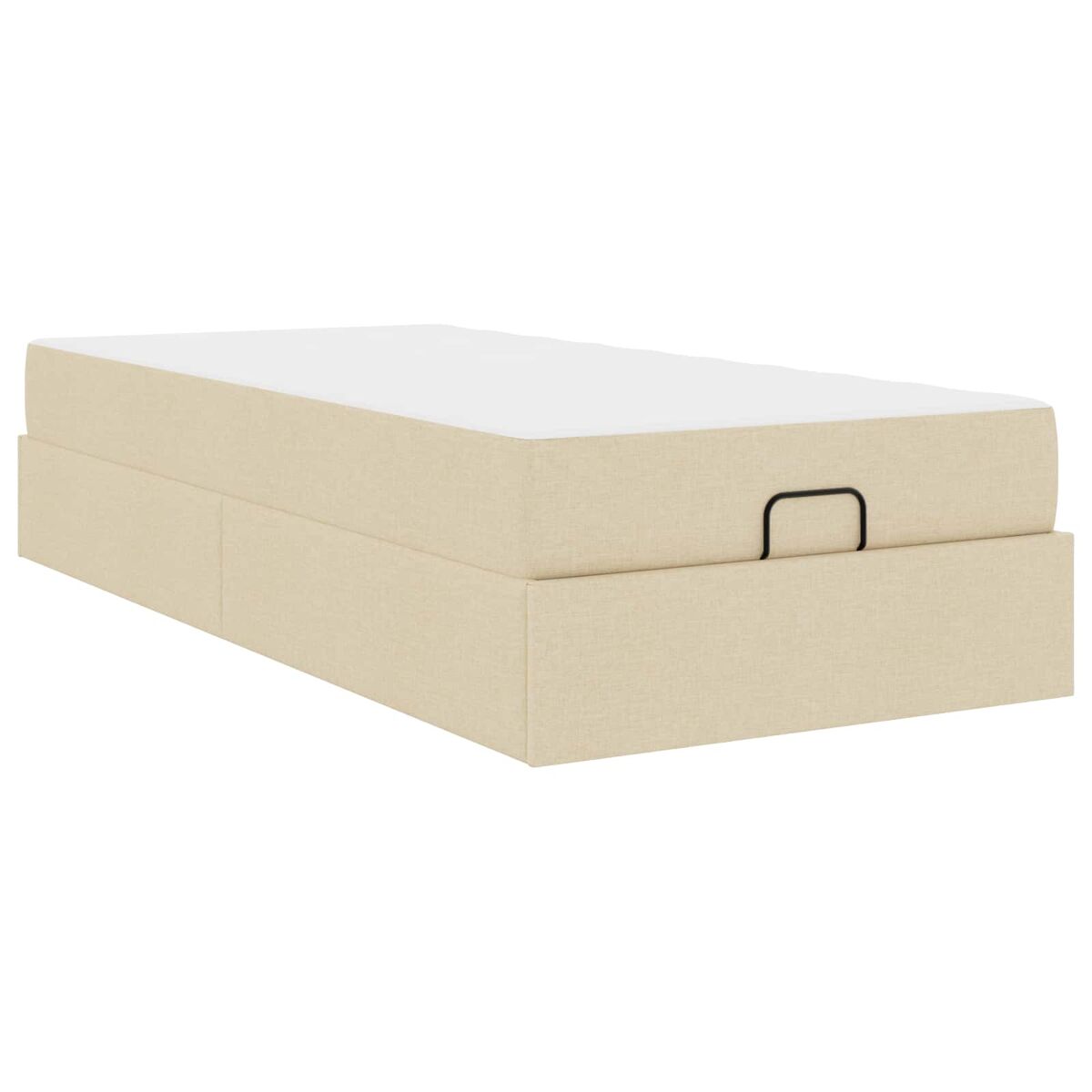 Estrutura de cama de solteiro para adultos com colchão com colchão 2 pcs creme tecido