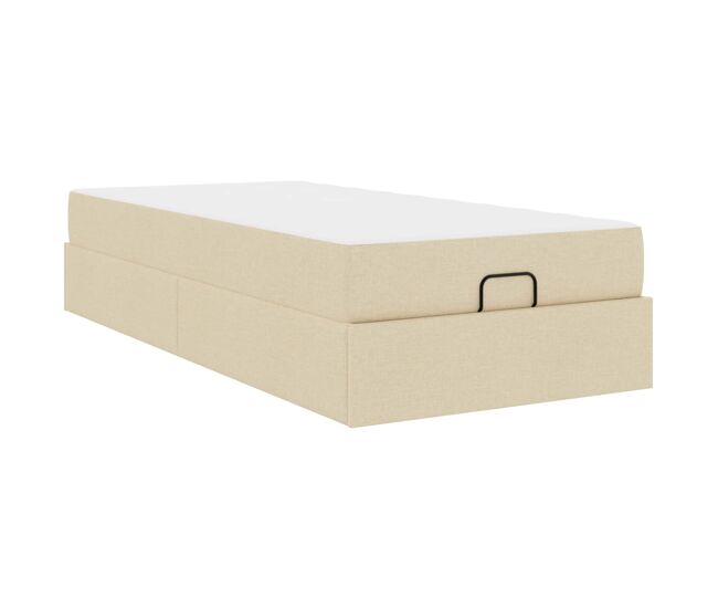 Estrutura de cama de solteiro para adultos com colchão com colchão 2 pcs creme tecido