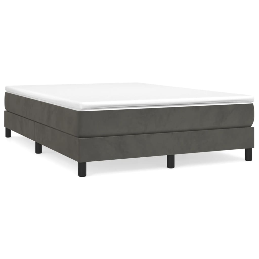 Estrutura de cama de casal moderno com molas 140x190 cm veludo cinzento-escuro