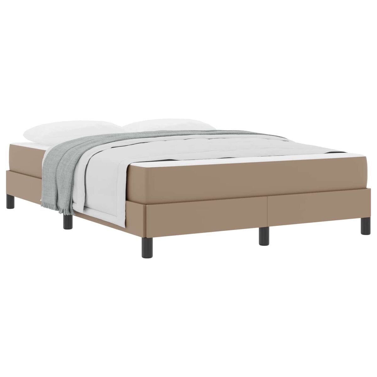Estrutura da cama de casal moderno com colchão - cappuccino 140 x 190 cm tecido