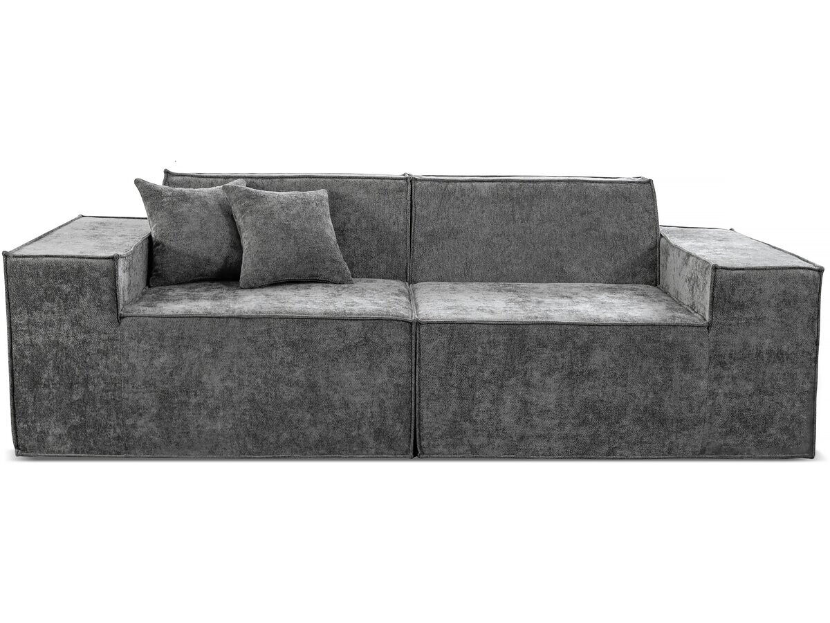 Canapé modulaire droit en tissu texturé "lusso" - 3 places - Gris