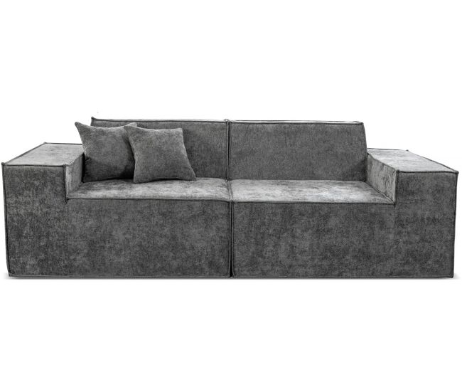 Canapé modulaire droit en tissu texturé "lusso" - 3 places - Gris