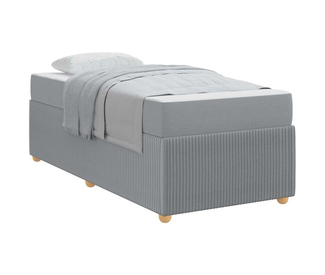 Estrutura de cama de solteiro para adultos cinzento-claro 100 x 200 cm tecido