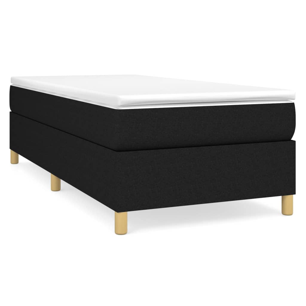 Estrutura de cama de solteiro para adultos com molas 90x200 cm tecido preto