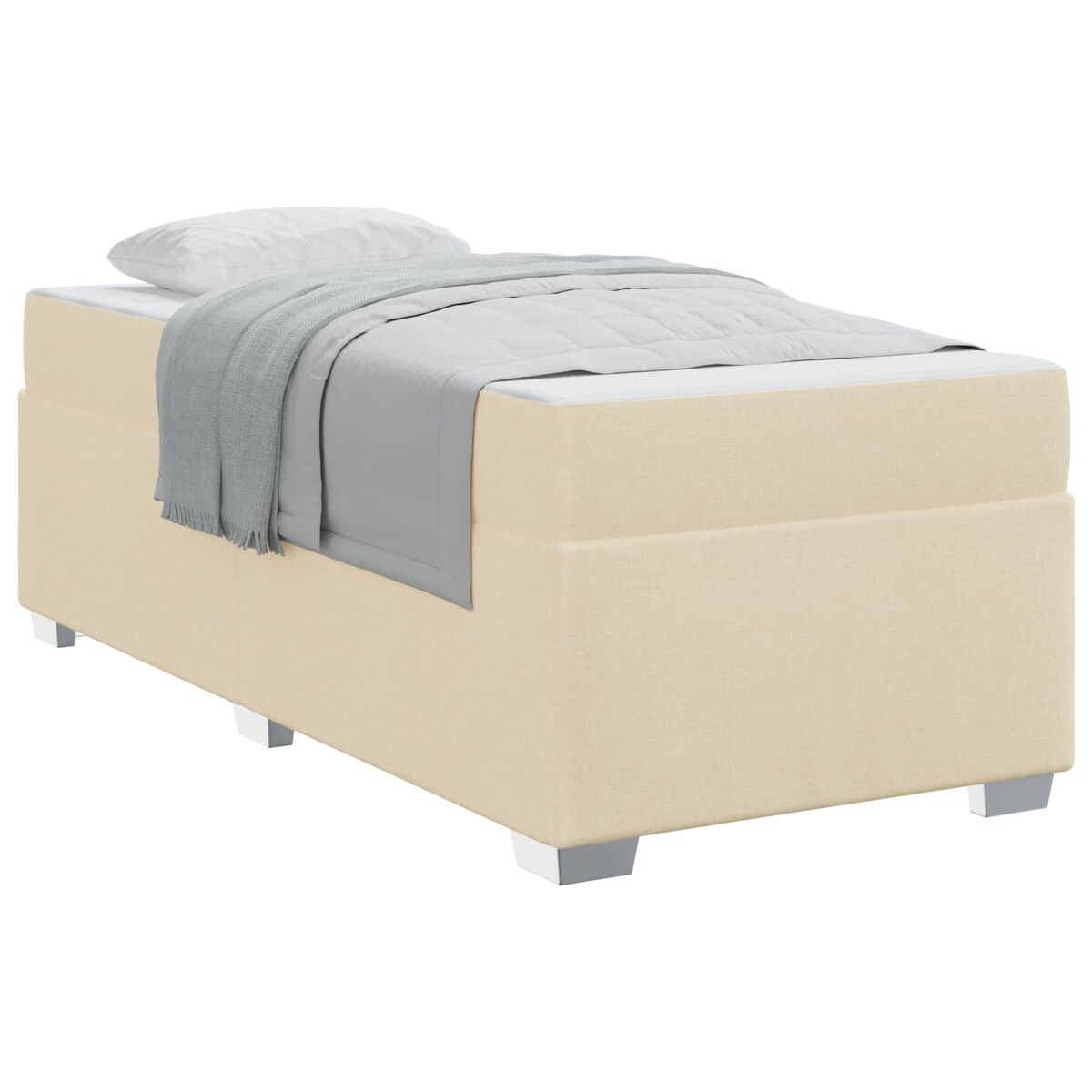 Estrutura de cama de solteiro para adultos com colchão creme 90 x 200 cm tecido