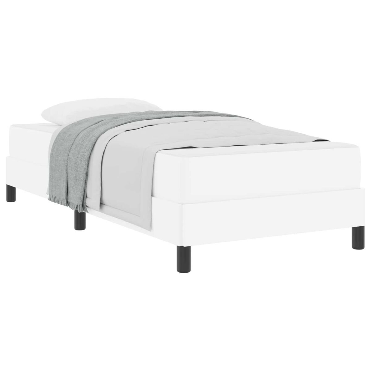 Estrutura de cama de solteiro para adultos com colchão - branco puro 100 x 200 cm tecido