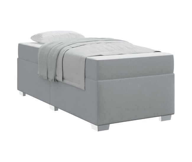 Estrutura de cama de solteiro para adultos cinzento-claro 100 x 200 cm tecido