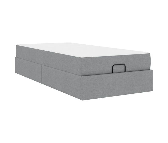 Estrutura de cama de solteiro box spring com colchão 2 pcs cinzento-claro tecido
