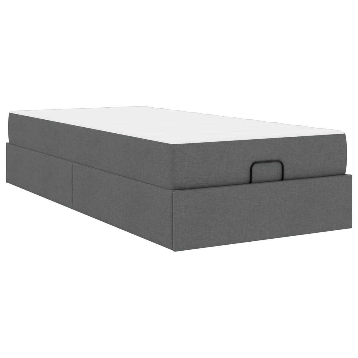 Estrutura de cama de solteiro para adultos com colchão 2 pcs cinza escuro tecido