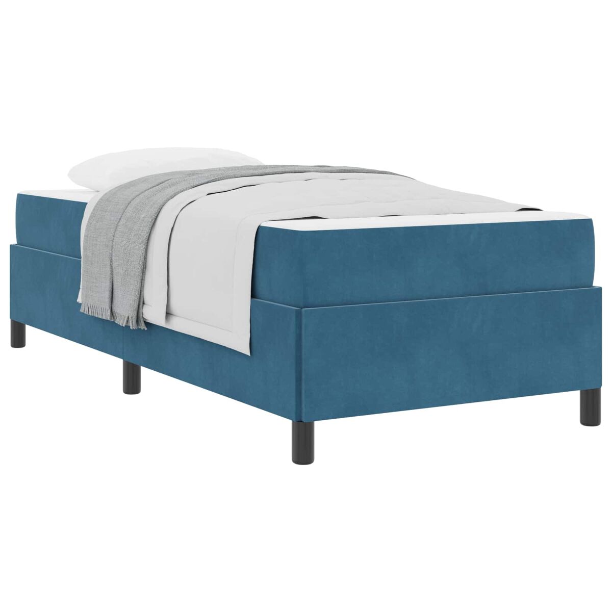 Estrutura de cama de solteiro para adultos com colchão - azul escuro 100 x 200 cm tecido