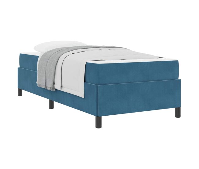Estrutura de cama de solteiro para adultos com colchão - azul escuro 100 x 200 cm tecido