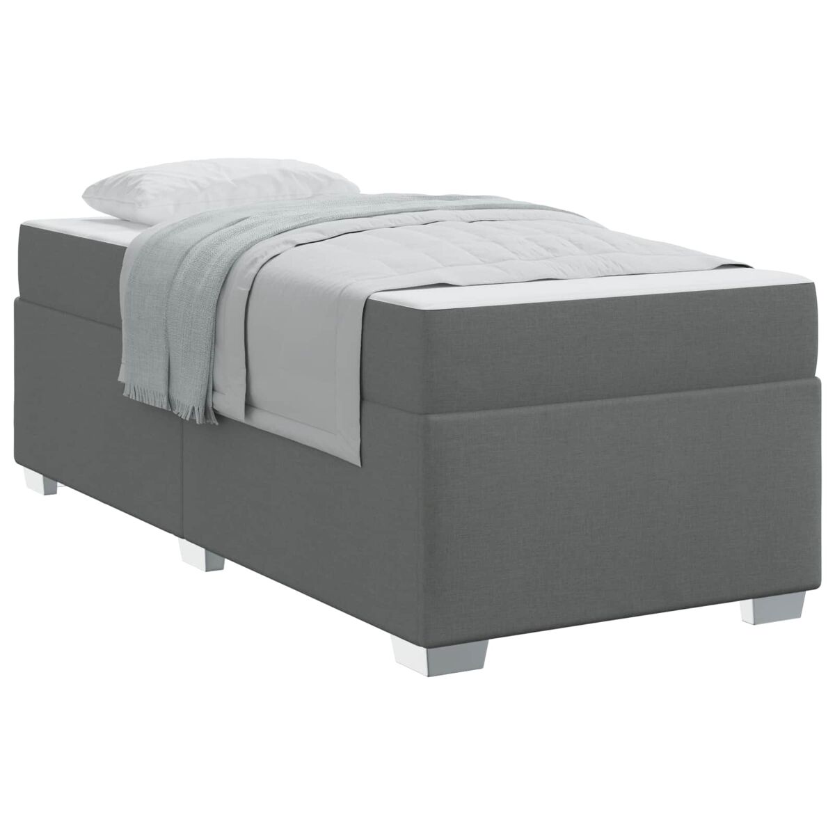 Estrutura de cama de solteiro para adultos com colchão cinza escuro 90 x 200 cm tecido