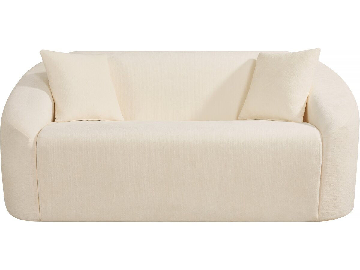 Canapé fixe droit en tissu "ondine" - 2 places - beige