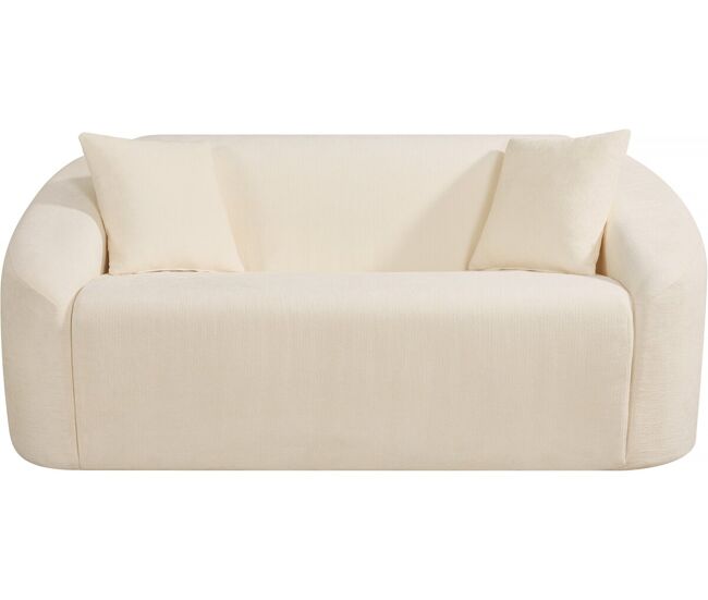Canapé fixe droit en tissu "ondine" - 2 places - beige