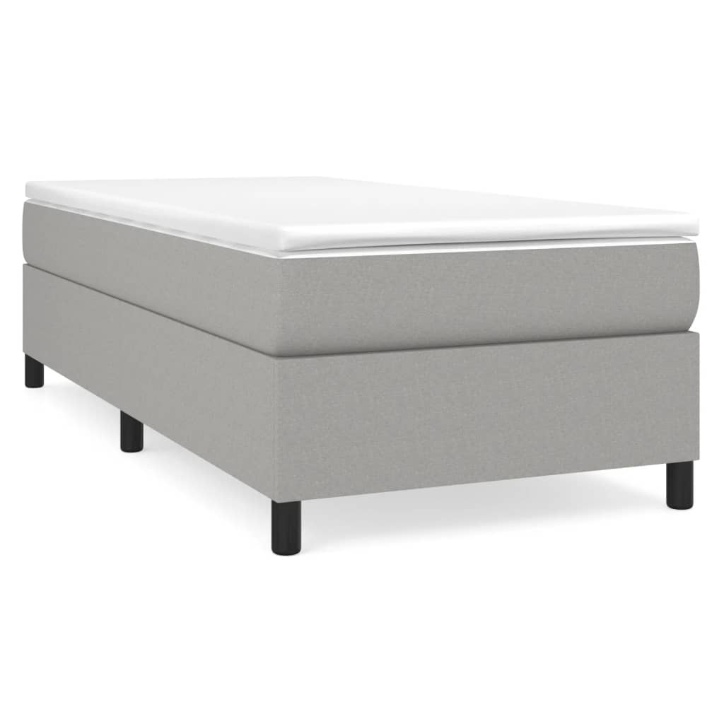 Estrutura de cama de solteiro para adultos com molas 90x200 cm tecido cinzento-claro