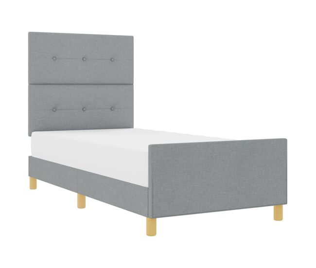 Estrutura de cama de solteiro simple, cinzento-claro 90 x 190 cm tecido