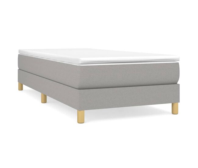 Estrutura de cama de solteiro para adultos com molas 90x200 cm tecido cinzento-claro