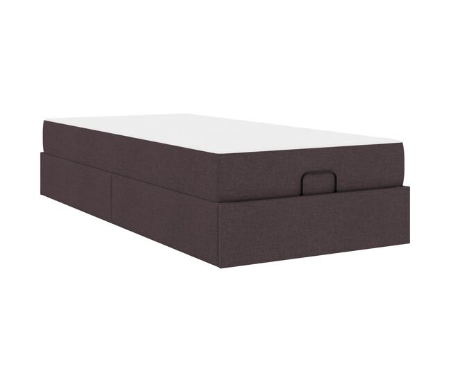 Estrutura de cama de solteiro para adultos com colchão 2 pcs bronzeado tecido