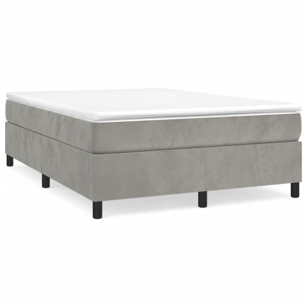 Estrutura de cama de casal moderno com molas 140x190 cm veludo cinzento-claro