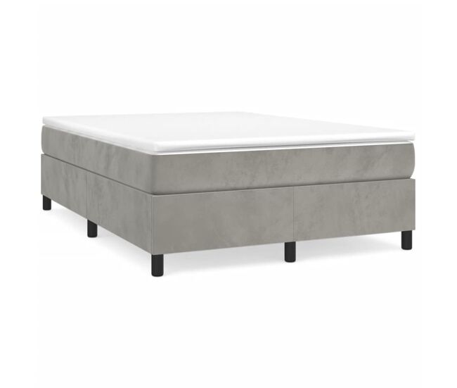 Estrutura de cama de casal moderno com molas 140x190 cm veludo cinzento-claro