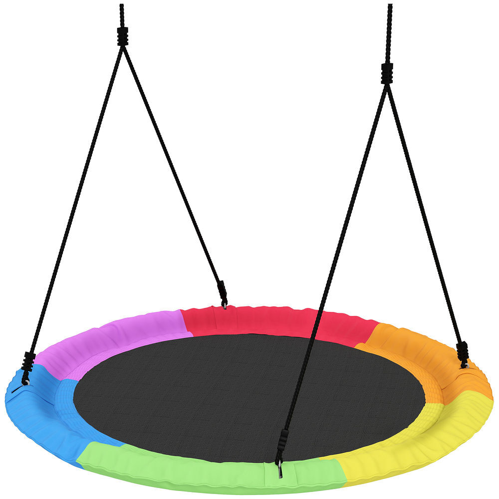 Aiyaplay baloiço ninho infantil ø120 cm altura ajustável baloiço redondo para bebés para árvores carga 300 kg interior e exterior para 4 crianças de 3