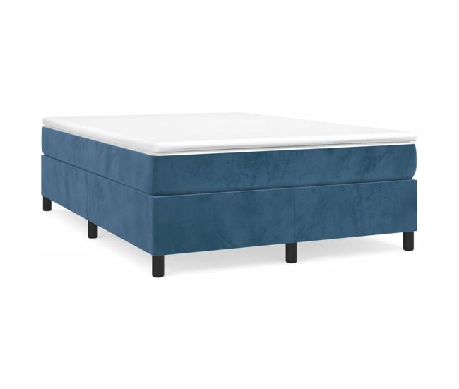Estrutura de cama de casal moderno com molas 140x200 cm veludo azul-escuro