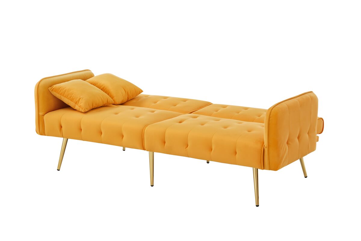 Sofá de 2 lugares - multifuncional, encosto e braços ajustáveis, ampla área de descanso - amarelo